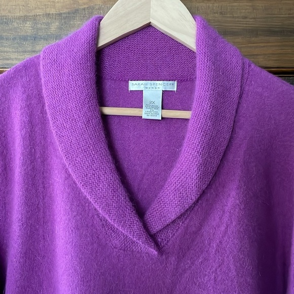Sarah Spencer Magenta Angora Shawl Collar Sweater Women’s Size 2X - Picture 4 of 8